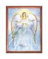 Rysunek religijny dla dzieci Anioł Stróż w drewnianej ramie