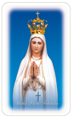 Obrazek z modlitwą do Matki Bożej Fatimskiej.
