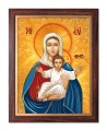 Obraz religijny Matka Boża Orantka w ramie drewnianej ze złotym paskiem
