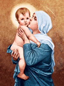 Plakat Religijny Matka Boża z Dzieciątkiem.