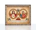 Obraz religijny Serce Jezusa i Serce Maryi w ramie z ornamentem