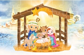 Puzzle na Boże Narodzenie stajenka  - 10 szt.