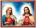 Obraz święty Serce Maryi i Serce Jezusa w drewnianej ramie