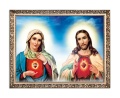 Obraz święty Serce Maryi i Serce Jezusa w ramie z ornamentem