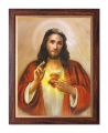 Obraz religijny Serce Jezusa Chrystusa w ramie drewnianej ze złotym paskiem