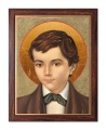 Obraz religijny Dominik Savio w ramie drewnianej ze złotym paskiem