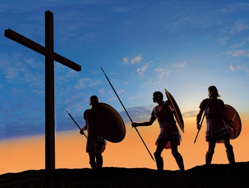 Tło do Grobu Pańskiego, niebieski, postać Kasjusza (155/140)