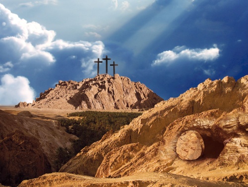 Tło do Grobu Pańskiego, trzy Krzyże na górze Golgota (155/140)