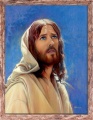 Obraz religijny Jezus Chrystus w ramie brązowej z przetarciami