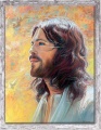 Obraz religijny Jezus Chrystus w ramie szarej z przetarciami