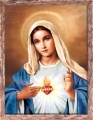 Obraz święty Serce Maryi w ramie brązowej z przetarciami
