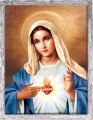 Obraz święty Serce Maryi w ramie szarej z przetarciami
