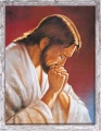 Obraz religijny Jezus Chrystus modlący w ramie szarej z przetarciami