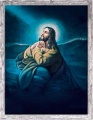Obraz religijny Jezus modlący się w Ogrójcu w ramie szarej z przetarciami