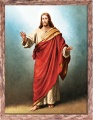 Obraz religijny Święty Jezus Chrystus w ramie brązowej z przetarciami