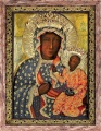 Obraz religijny Matka Boża Częstochowska suknia milenijna w ramie brązowej z przetarciami