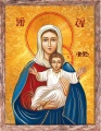 Obraz religijny Matka Boża Orantka w ramie brązowej z przetarciami