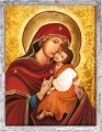 Obraz religijny Matka Boża Pięknej Miłości w ramie szarej z przetarciami