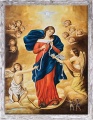 Obraz religijny Matka Boża rozwiązująca węzły w ramie szarej z przetarciami