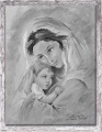 Obraz religijny Matka Boża z Dzieciątkiem Jezus w ramie szarej z przetarciami