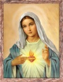 Obraz religijny Serce Maryi w ramie brązowej z przetarciami