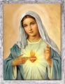 Obraz religijny Serce Maryi w ramie szarej z przetarciami