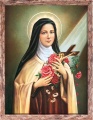 Obraz religijny Święta Teresa w ramie brązowej z przetarciami