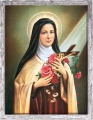 Obraz religijny Święta Teresa w ramie szarej z przetarciami