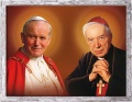 Obraz religijny Kardynał Stefan Wyszyński i Święty Jan Paweł II w ramie szarej z przetarciami