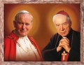 Obraz religijny Kardynał Stefan Wyszyński i Święty Jan Paweł II w ramie brązowej z przetarciami