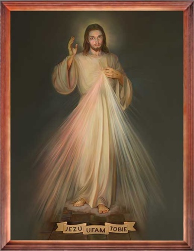 Obraz religijny Jezus Miłosierny - Jezu Ufam Tobie w drewnianej ramie