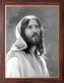 Obraz religijny Jezus Chrystus w ramie drewnianej ze złotym paskiem