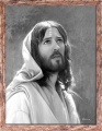 Obraz religijny Jezus Chrystus w ramie brązowej z przetarciami