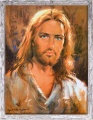 Obraz religijny Jezus Chrystus w ramie szarej z przetarciami