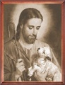 Obraz religijny Jezus Chrystus Dobry Pasterz w drewnianej ramie