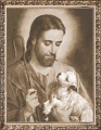 Obraz religijny Jezus Chrystus Dobry Pasterz w ramie z ornamentem
