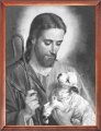 Obraz religijny Jezus Chrystus Dobry Pasterz w drewnianej ramie