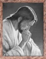 Obraz religijny Jezus Chrystus w ramie brązowej z przetarciami