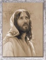 Obraz religijny Jezus Chrystus w ramie szarej z przetarciami
