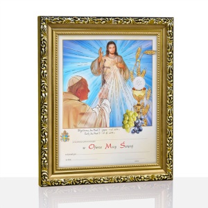 Pamiątka Pierwszej Komunii Świętej - Jezus Miłosierny i Święty Jan Paweł II