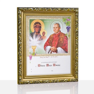 Pamiątka Pierwszej Komunii Świętej - Matka Boża Częstochowska i Święty Jan Paweł II