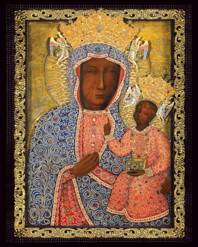 Plakat religijny Matka Boża Częstochowska w sukni perłowej
