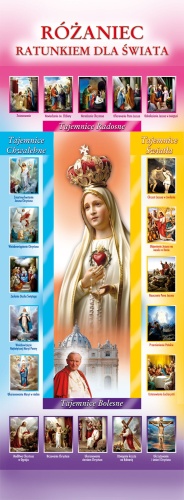 Baner na różaniec święty Matka Boża Fatimska i Święty Jan Paweł II 75x200cm