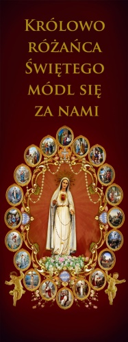 Baner na różaniec święty " Królowo różańca świętego módl się za nami" 75x200 cm