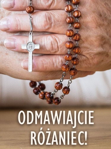 Baner na różaniec święty "Odmawiajcie różaniec" 75x100 cm