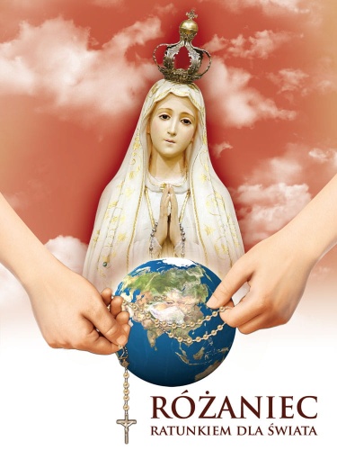 Baner na różaniec święty "Różaniec ratunkiem dla świata" 75x100 cm