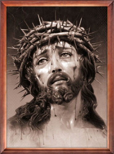 Obraz religijny Jezus Chrystus Umęczony w drewnianej ramie