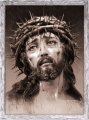 Obraz religijny Jezus Chrystus Umęczony w ramie szarej z przetarciami