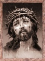 Obraz religijny Jezus Chrystus Umęczony w ramie brązowej z przetarciami