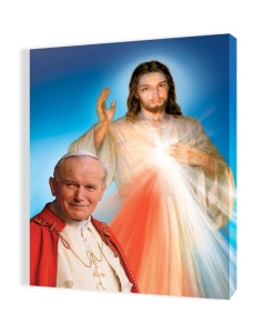 Obraz religijny na płótnie Święty Jan Paweł II i Jezus Miłosierny